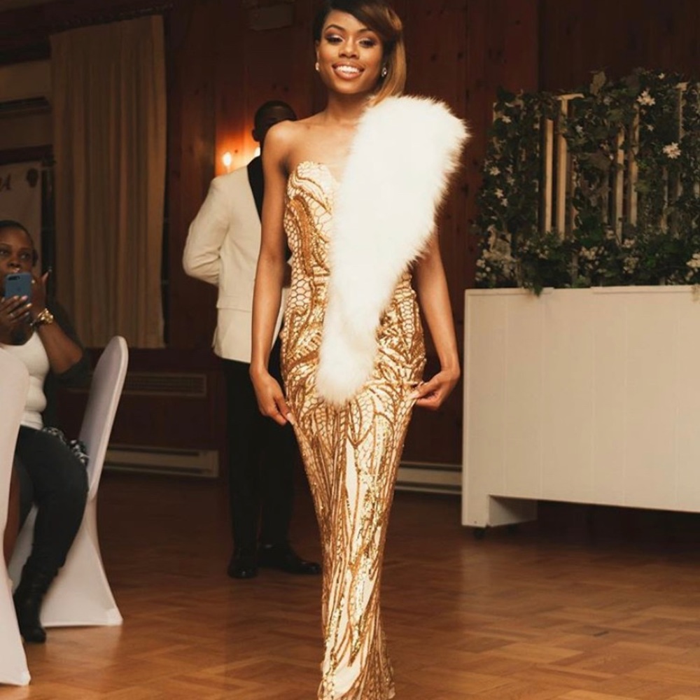 Gold Sequin Evening Dress